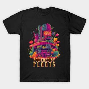 Powered By Plants - Synthwave Style Vegetable Power Plant T-Shirt